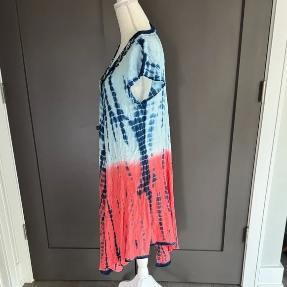 Seven Islands Chic V-Neck Tie-Dye Maxi Dress One Size 100% Rayon - Picture 4 of 7